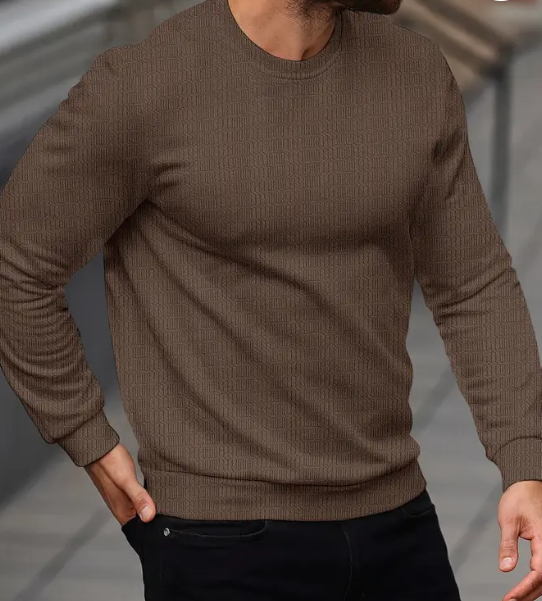 Men Full Sleeve Self Design Sweatshirt