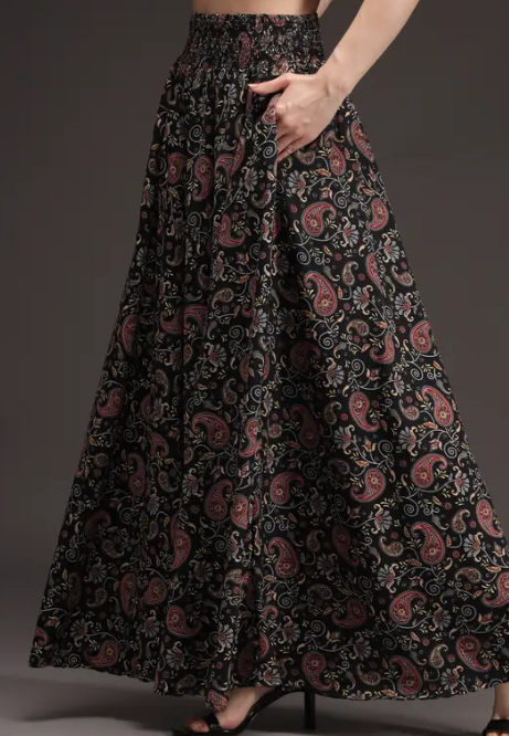 Women Flared Multicolour Viscose Rayon Trousers