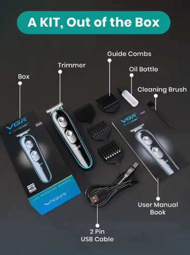 VGR V-055 Professional Hair Trimmer 120 min Runtime 4 Length Settings  (Black, Green)
