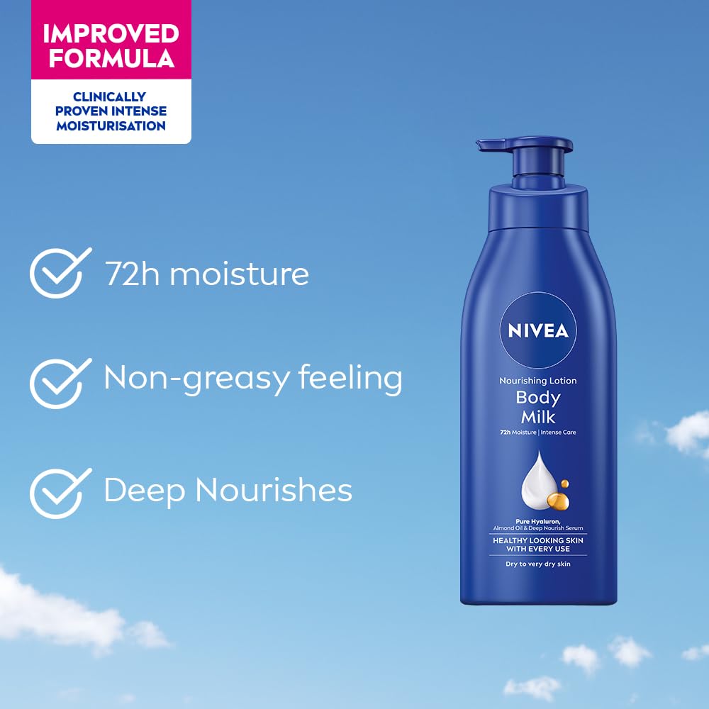 NIVEA Body Milk, Moisturizer Lotion, with Deep Moisture Serum, Almond Oil & Vitamin E  (400 ml)