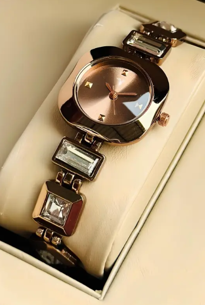 Square Diamond Fully Brown Finish Attractive And Stylish For All Occasions Analog Watch - For Girls AV0032