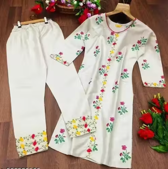WOMEN KURTA SET WITH FANCY KURTI WITH BOTTOM