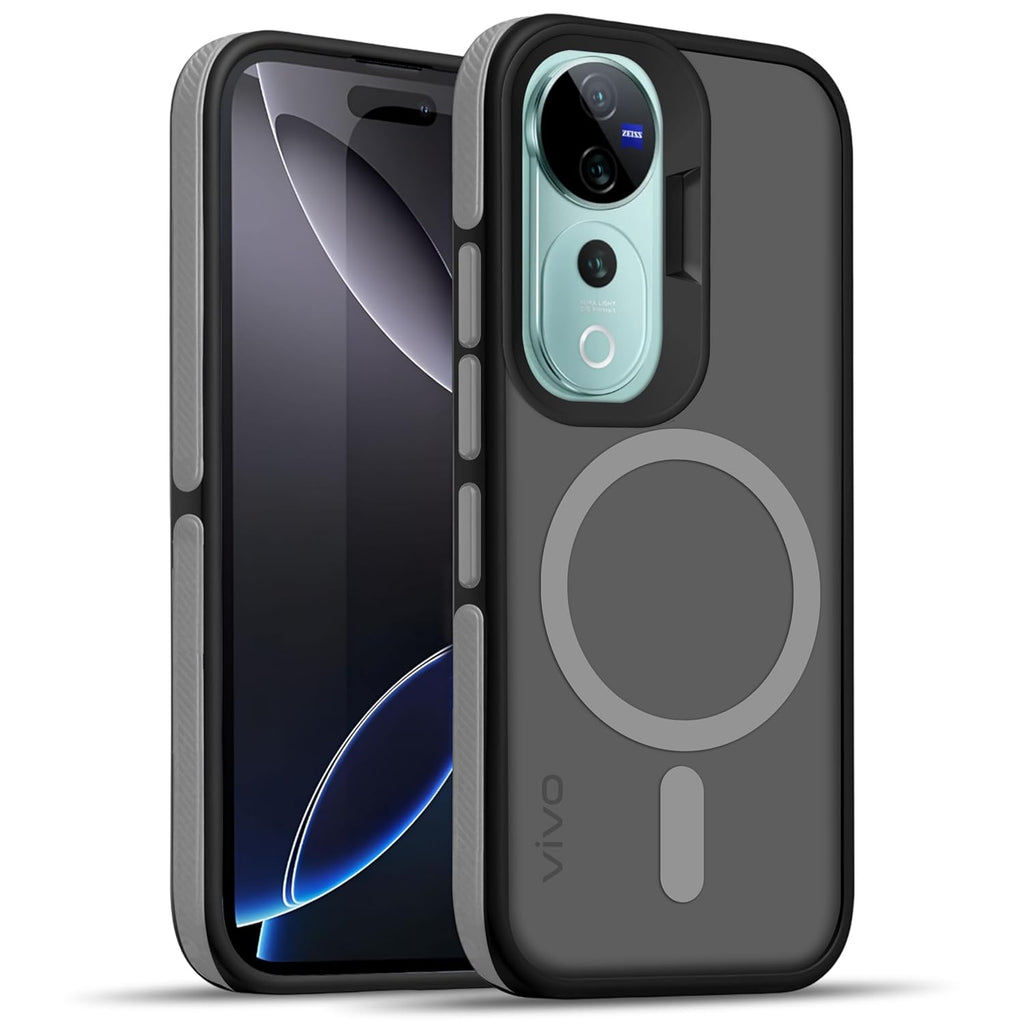 Frosted Ultra Matte Back Cover Case for Vivo V40/Vivo V40 Pro| Compatible with Wireless Charging | Smooth Sides with Grip | Stylish Protective Design (Grey)