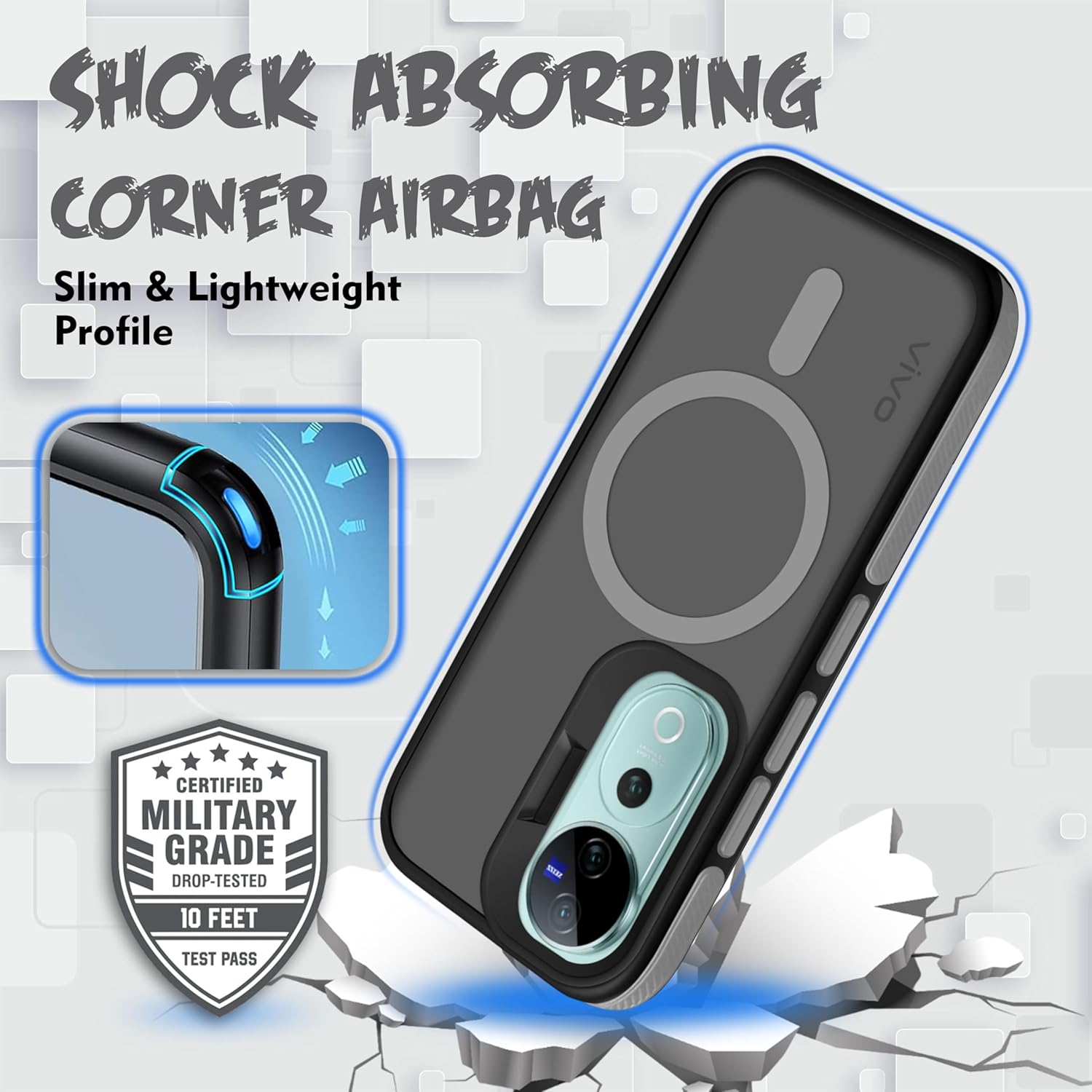 Frosted Ultra Matte Back Cover Case for Vivo V40/Vivo V40 Pro| Compatible with Wireless Charging | Smooth Sides with Grip | Stylish Protective Design (Grey)