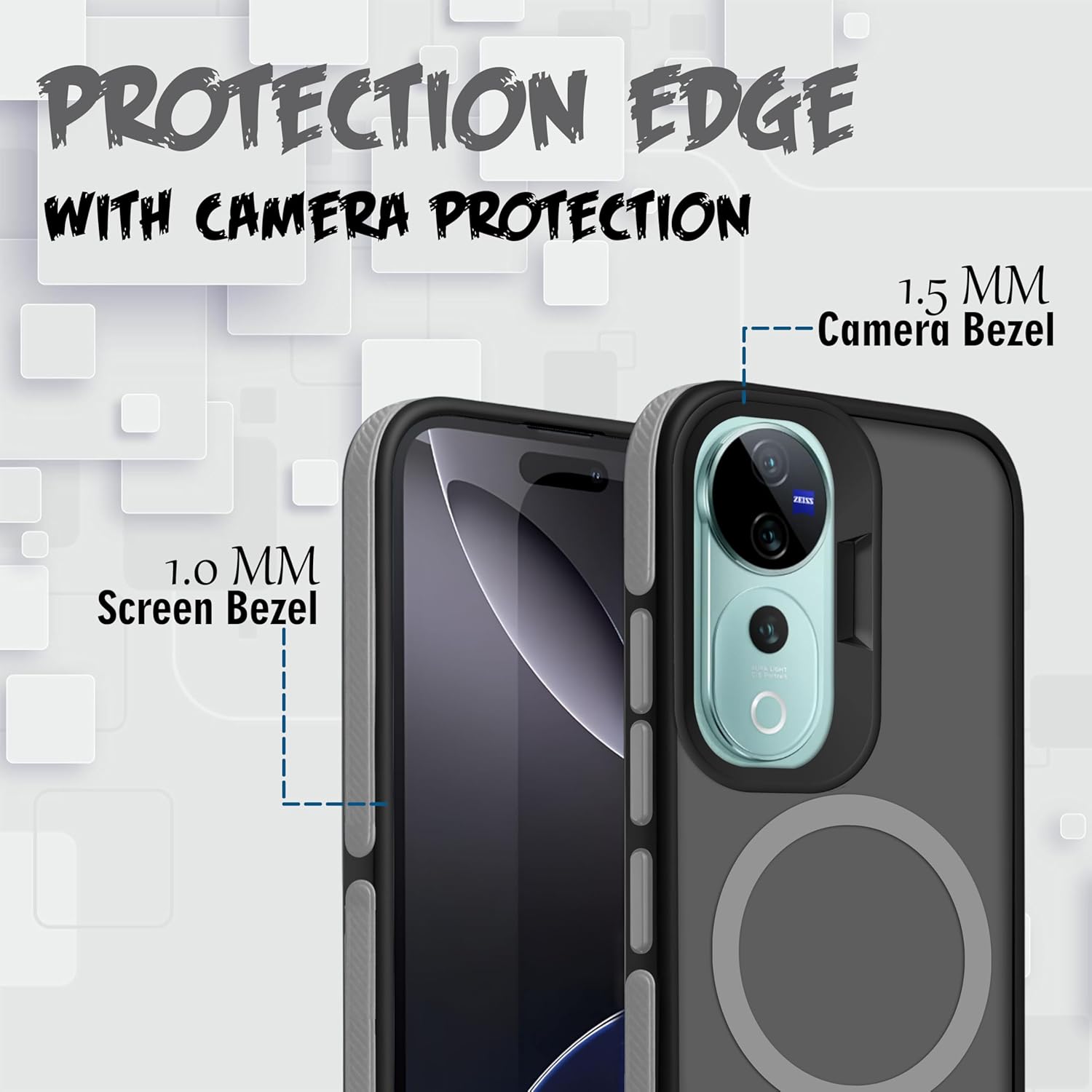 Frosted Ultra Matte Back Cover Case for Vivo V40/Vivo V40 Pro| Compatible with Wireless Charging | Smooth Sides with Grip | Stylish Protective Design (Grey)