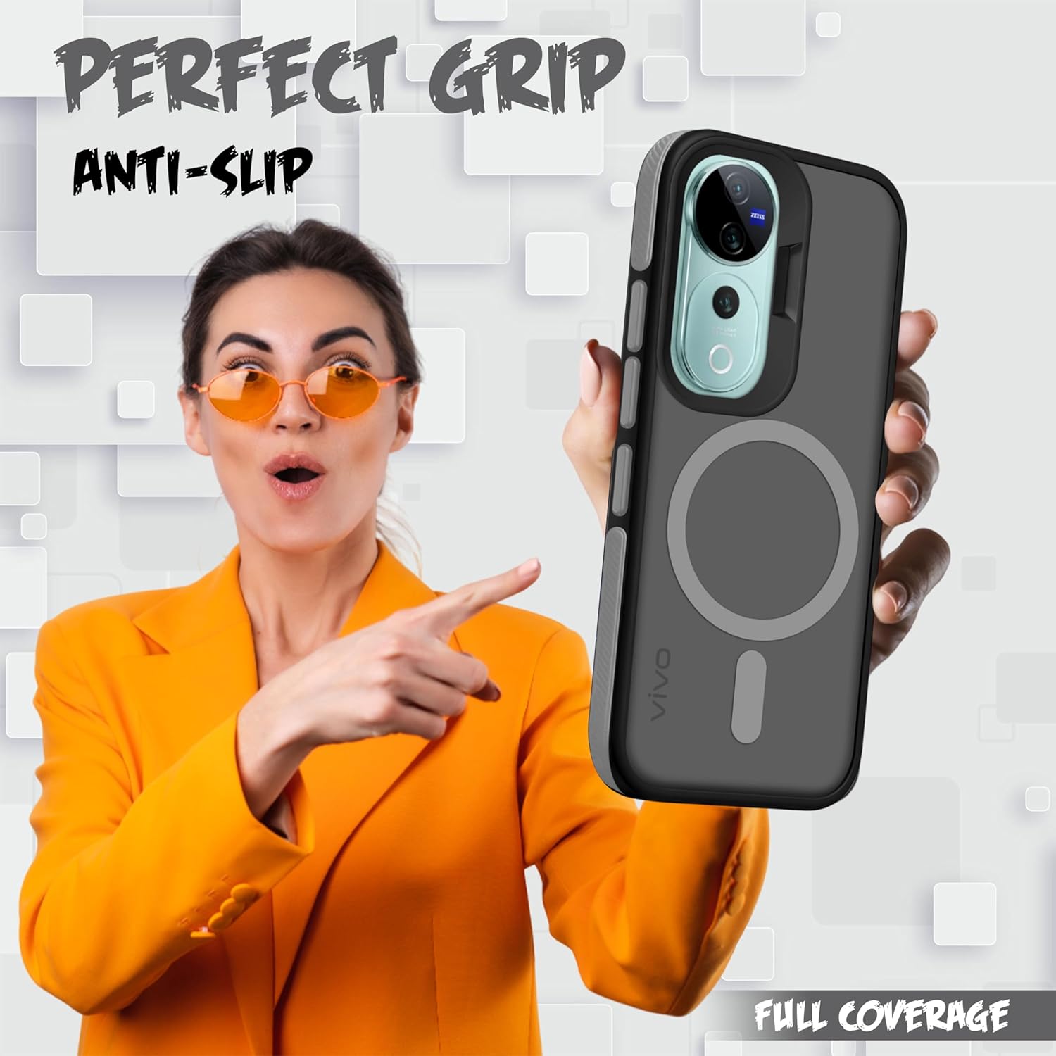 Frosted Ultra Matte Back Cover Case for Vivo V40/Vivo V40 Pro| Compatible with Wireless Charging | Smooth Sides with Grip | Stylish Protective Design (Grey)