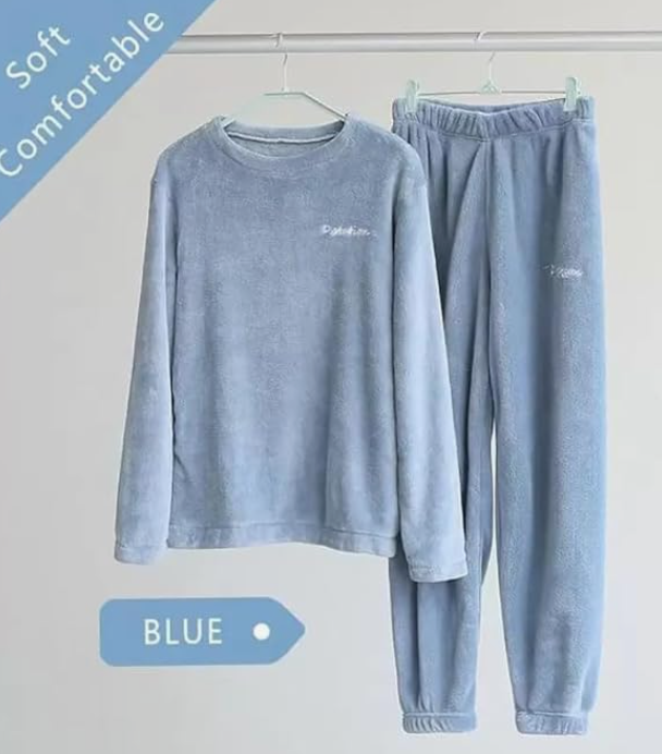 Men's and Boy's Winter Wool Blend Fleece Velvet Full Length Nightwear Pajama and top Set