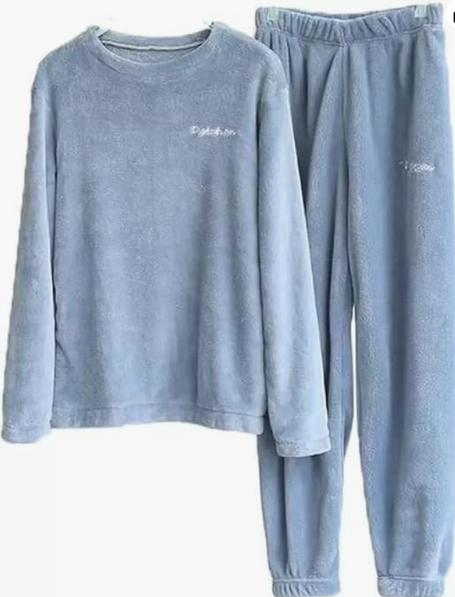 Men's and Boy's Winter Wool Blend Fleece Velvet Full Length Nightwear Pajama and top Set