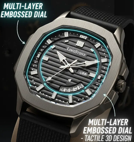 Limited Grey Edition Day and Date Functioning Mesh Silicone Strap Quartz Analog Watch - For Men OTUS059