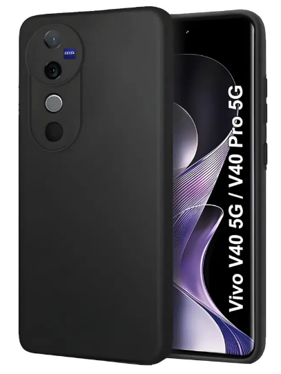 Back Cover for Vivo V40 Pro 5G, Vivo V40 5G Back Cover  (Black, Camera Bump Protector, Silicon, Pack of: 1)