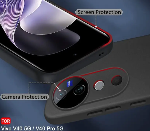Back Cover for Vivo V40 Pro 5G, Vivo V40 5G Back Cover  (Black, Camera Bump Protector, Silicon, Pack of: 1)