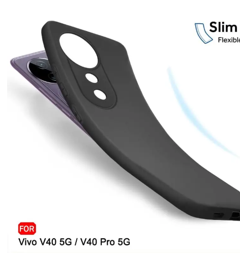 Back Cover for Vivo V40 Pro 5G, Vivo V40 5G Back Cover  (Black, Camera Bump Protector, Silicon, Pack of: 1)