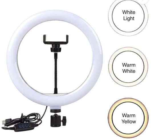 SmartBuy 10 inch LED Selfie Ring Light with Mobile Holder for Photo, Video| 3 mode Ring Flash  (White, Black)