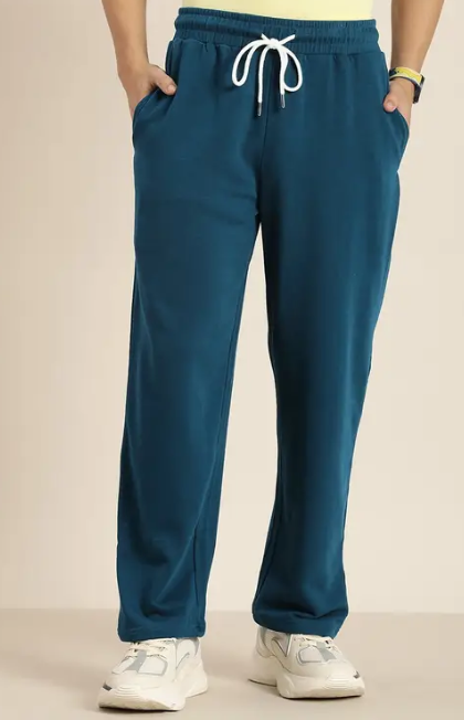 Men Solid Blue Track Pants