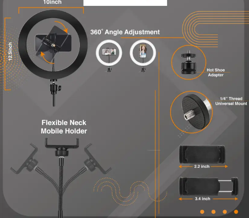 SmartBuy 10 inch LED Selfie Ring Light with Mobile Holder for Photo, Video| 3 mode Ring Flash  (White, Black)