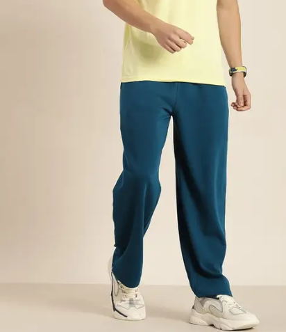 Men Solid Blue Track Pants