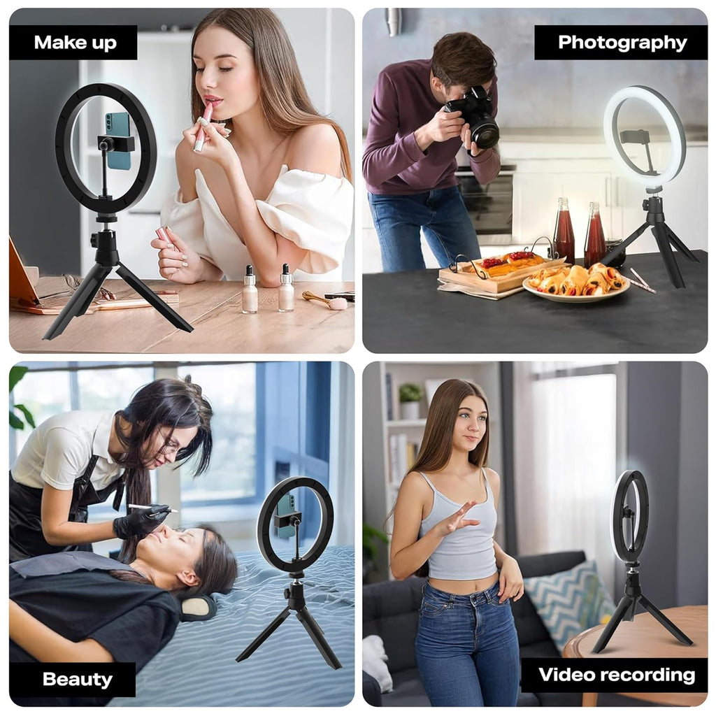 Tygot 12-Inch Ring Light with Adjustable Tripod Stand & Phone Holder, 3 Color Modes & 10 Brightness Levels, USB Powered LED Light for Makeup, YouTube, Photography, Zoom & Live Streaming