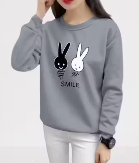 Women's Pure Cotton Anime DTF Print Round Neck Full Sleeve