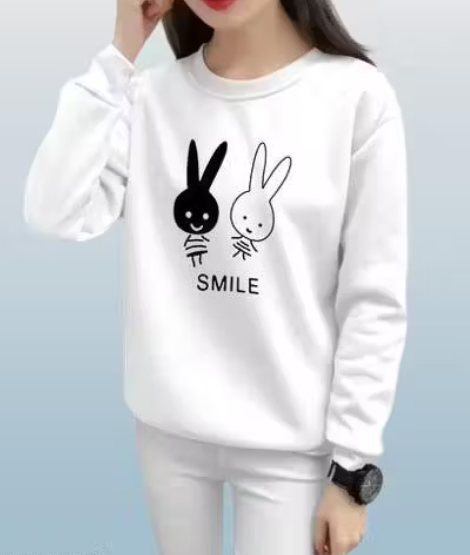 Women's Pure Cotton Anime DTF Print Round Neck Full Sleeve