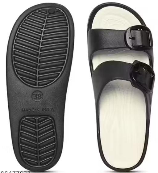 Casual Slip-On Buckle Slippers with Double Strap & Elevated Sole Comfort