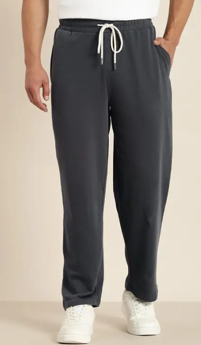 Men Solid Grey Track Pants