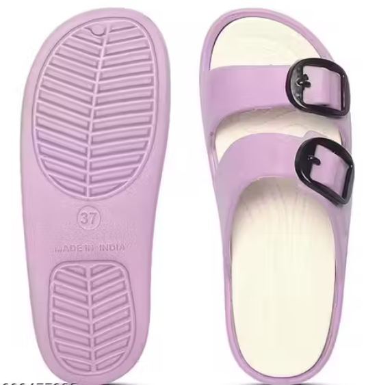 Casual Slip-On Buckle Slippers with Double Strap & Elevated Sole Comfort