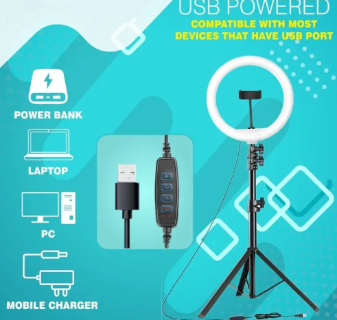 Ring Light with Strong metal Black tripod stand with for phography and video Tripod Kit, Tripod, Monopod  (Black, Supports Up to 1999 g)