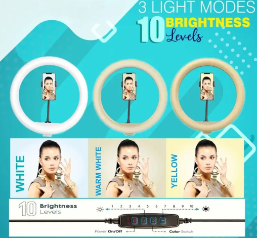 Ring Light with Strong metal Black tripod stand with for phography and video Tripod Kit, Tripod, Monopod  (Black, Supports Up to 1999 g)