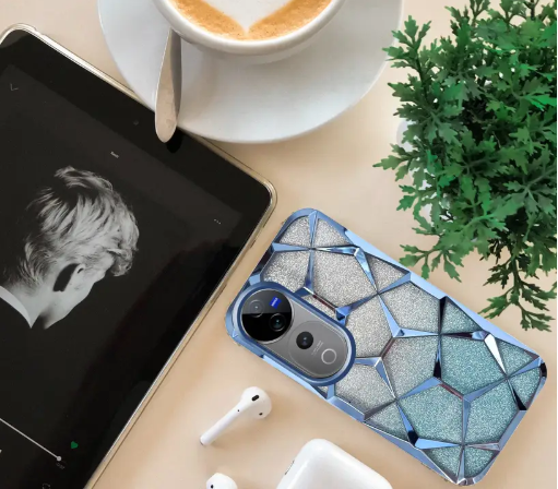 Back Cover for Vivo V40 Pro 5G | Plating Bling Gradient Glitter Clear Soft TPU Silicone  (Blue, Flexible, Silicon, Pack of: 1)