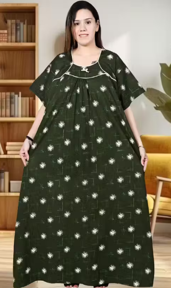 Green Women Nighty Maxi Cotton Plus Size Jumbo 5XL to 10XL