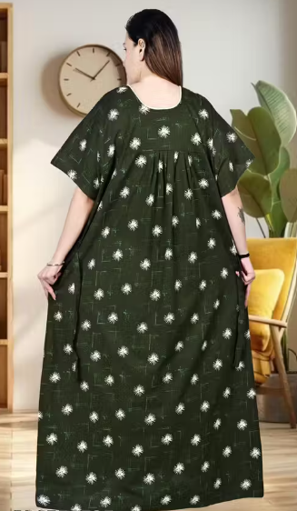 Green Women Nighty Maxi Cotton Plus Size Jumbo 5XL to 10XL