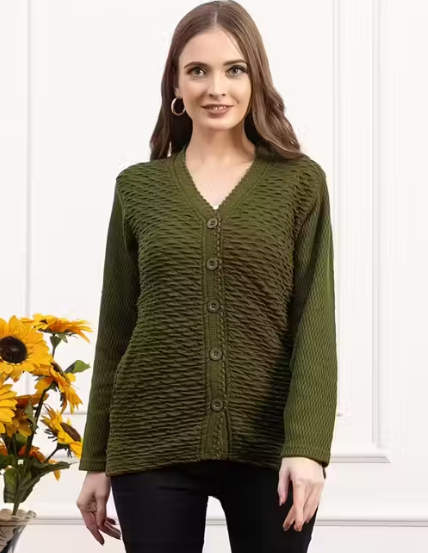 JDD Women's Woollen V-Neck Sweater