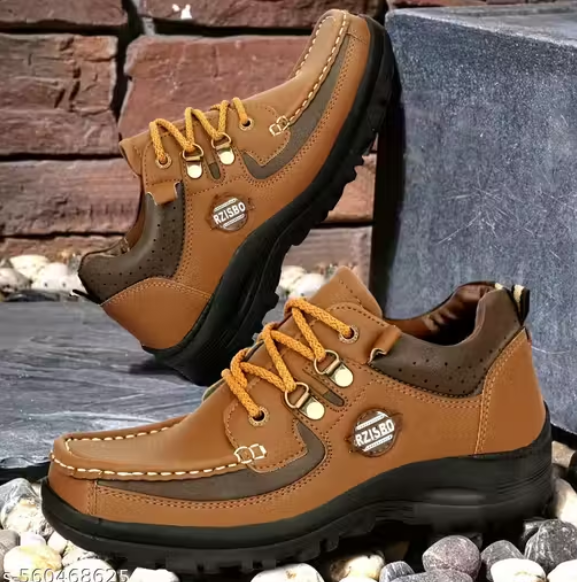 Synthetic Leather Lightweight Comfortable Trendy Walking Hiking Trekking Lace Up Outdoor Boots For Men