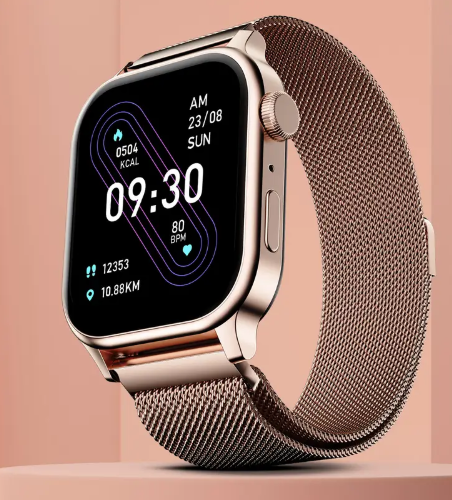 Fire-Boltt Rise Luxe Bluetooth Calling 47mm (1.85), Metal Body & Rotating Crown, 123 Sports Smartwatch  (Rose Gold Millanese Strap, Free Size)