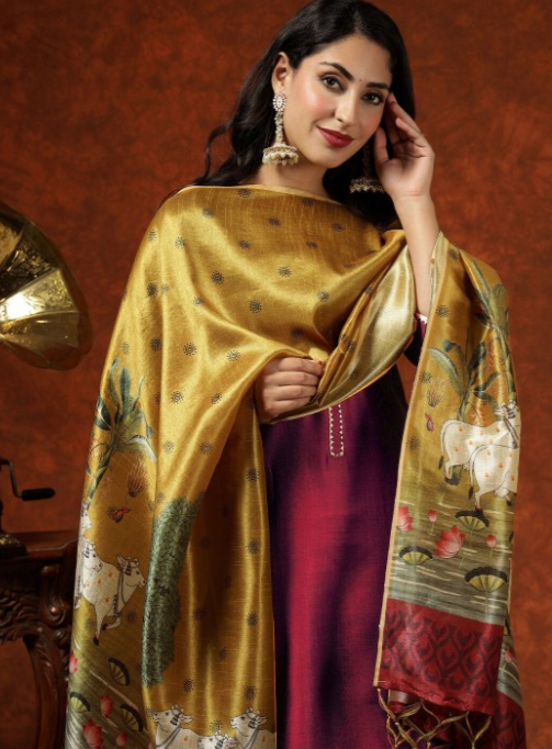 Kalini Women Straight Kurta Pant Set With Digital Print Dupatta