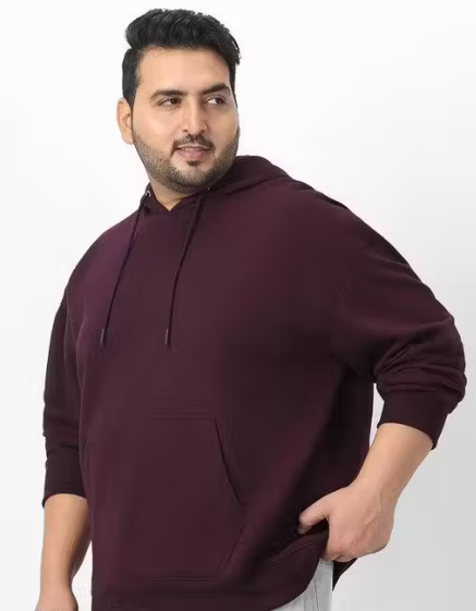 Men’s Plus Size Hooded Sweatshirt | Full Sleeve Fleece Hoodie with Kangaroo Pocket | Casual Winter Wear for Men (3XL–7XL)