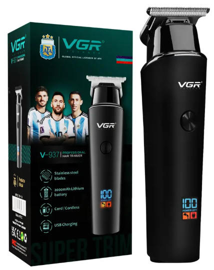 VGR V-937 Professional Hair Trimmer with LED Display Trimmer 500 min Runtime 4 Length Settings  (Black)