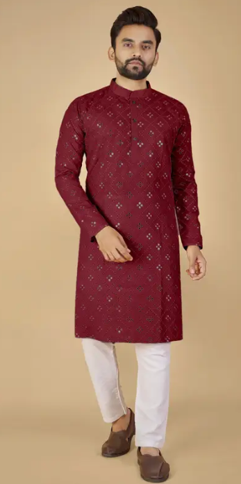 Men Cotton Rayon Kurta Pyjama Set