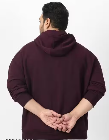 Men’s Plus Size Hooded Sweatshirt | Full Sleeve Fleece Hoodie with Kangaroo Pocket | Casual Winter Wear for Men (3XL–7XL)