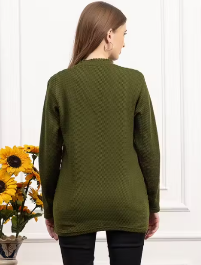 JDD Women's Woollen V-Neck Sweater