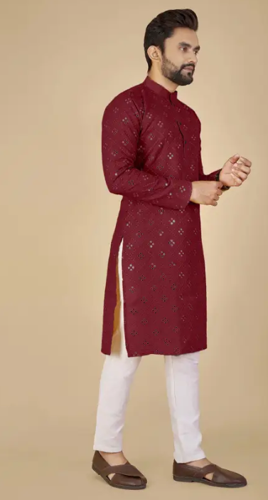 Men Cotton Rayon Kurta Pyjama Set
