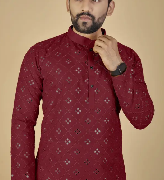 Men Cotton Rayon Kurta Pyjama Set
