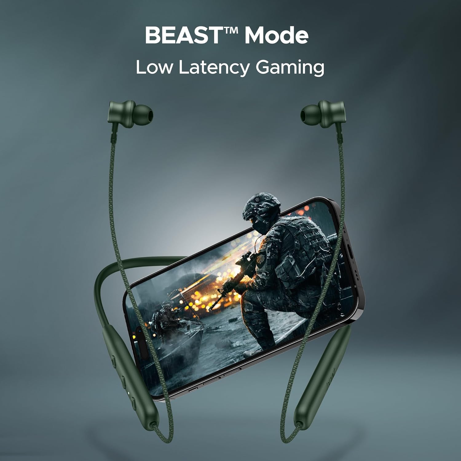 boAt Rockerz 110/Rockerz 109 Wireless in Ear Neckband with Up to 60 Hrs Playtime,Dual Device Pairing,Enx Tech,Beast Mode,ASAP Charging,Btv5.3,IPX5,Type-C Interface & Magnetic Power Buds(Fern Green)