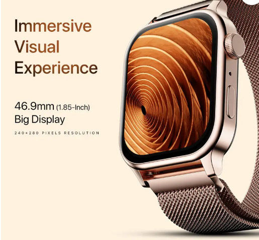 Fire-Boltt Rise Luxe Bluetooth Calling 47mm (1.85), Metal Body & Rotating Crown, 123 Sports Smartwatch  (Rose Gold Millanese Strap, Free Size)