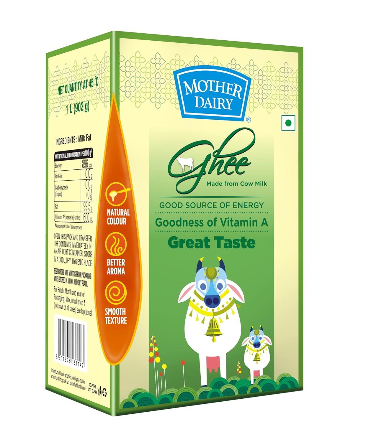 Mother Dairy Cow ghee Pack, 1 Liter