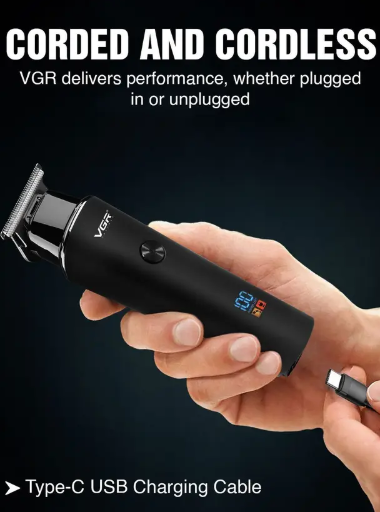VGR V-937 Professional Hair Trimmer with LED Display Trimmer 500 min Runtime 4 Length Settings  (Black)