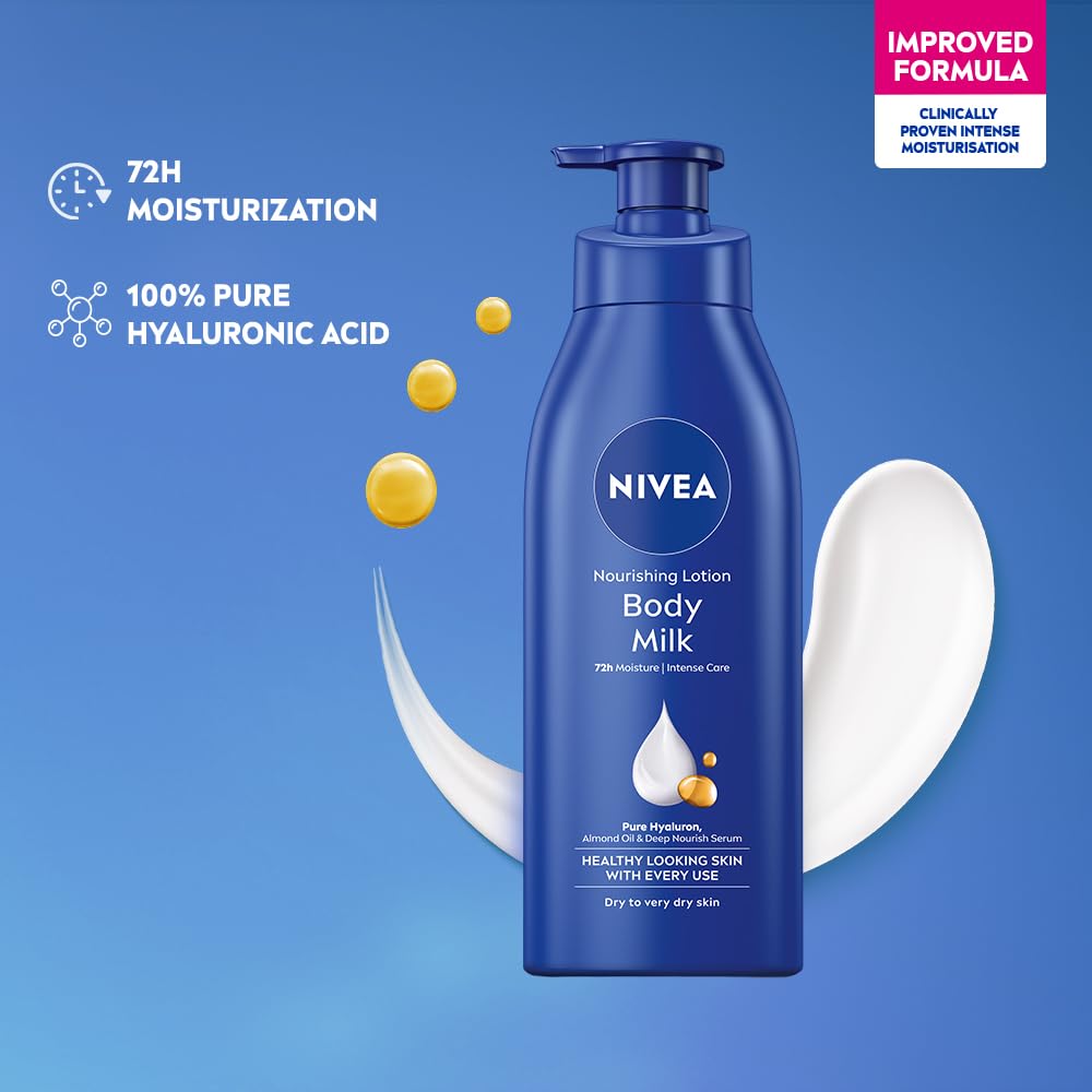 NIVEA Body Milk, Moisturizer Lotion, with Deep Moisture Serum, Almond Oil & Vitamin E  (400 ml)