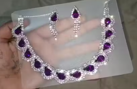 Jewellery Set Nice & Simple American Diamond Stone Work All Colours