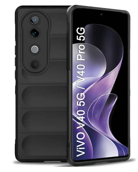 Back Cover for Vivo V40 5G, Vivo V40 Pro 5G  (Black, Silicon, Pack of: 1)