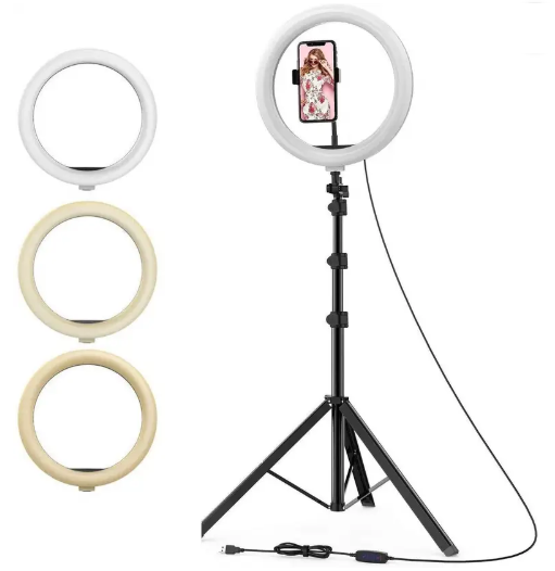 Jeteck Big Tripod Stand for Live Stream-LED Ring Light with Phone Holder Dimmable for Tik-Tok, mx taka tak, Josh, Moj, Mitron, Vigo, Videos, Instagram Reels, Likee Tripod Stand Ring Flash 9 FT Tripod Kit